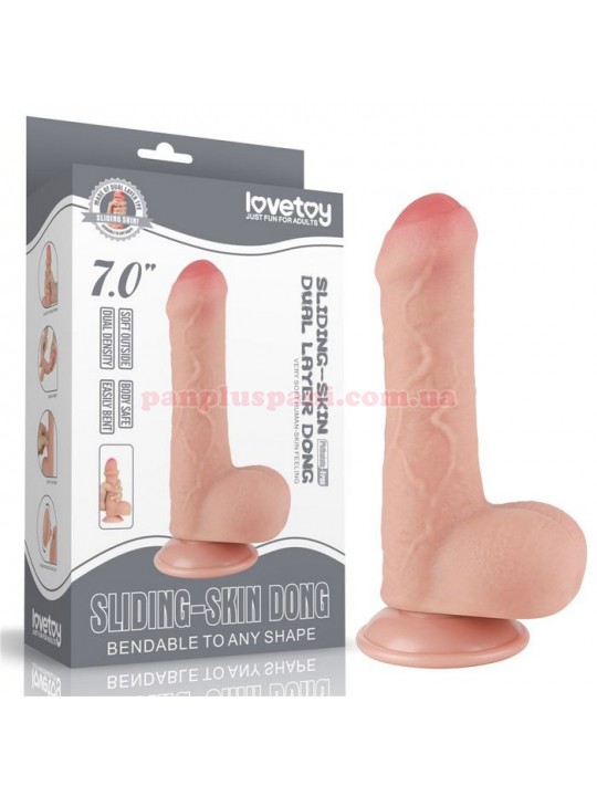 Фалоімітатор Sliding Skin Dual Layer Dong LV317201 з мошонкою