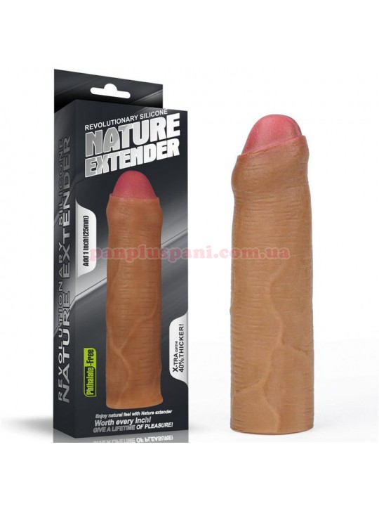 Насадка на член Revolutionary Silicone Nature Extender Uncircumcised LV4212 Brown, подовжує на 2.5 см