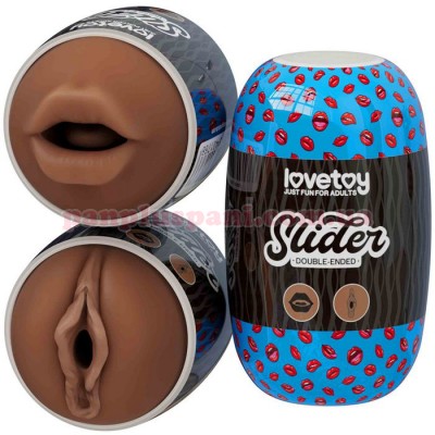 Мастурбатор Slider Double-Ended Masturbator Mouth and Vagina Brown