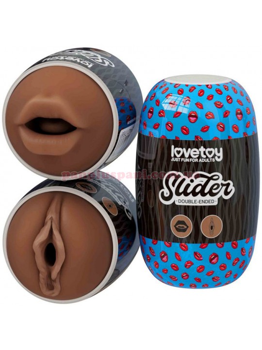 Мастурбатор Slider Double-Ended Masturbator Mouth and Vagina Brown