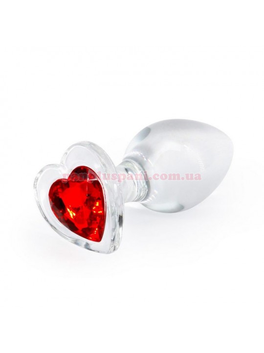 Анальна пробка NS Novelties Crystal Desires Red Heart M скляна, Ø3.91 см, вага 130 г